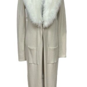 Show Me Your Mumu Womens Long Sweater Size Small Snowy White Faux Fur Collar